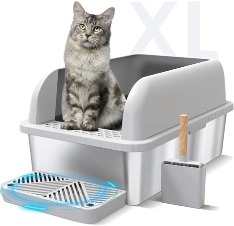 tall stainless steel litter box|extra large stainless steel cat litter box.